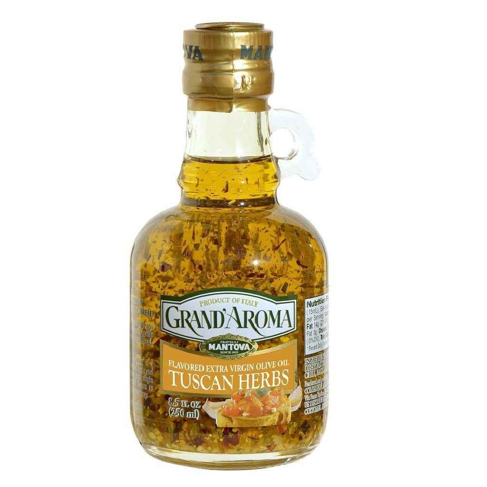 
                  
                    Mantova Grand'Aroma Flavored Extra Virgin Olive Oil Variety Set: Piccante, Basil, Garlic, Tuscan Herbs, 8.5 fl oz each
                  
                