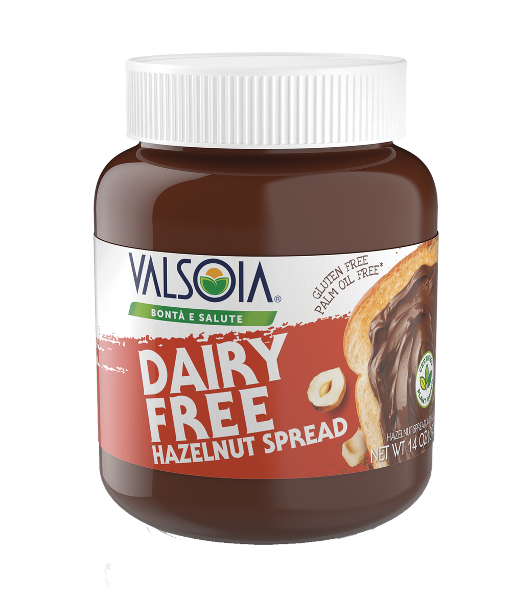 Valsoia Dairy-Free Hazelnut Spread with Cocoa, 14 oz. – Mantova