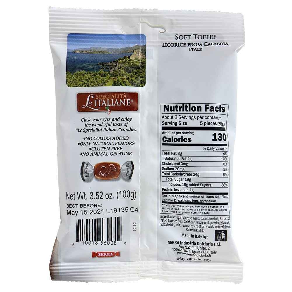 
                  
                    Le Specialità Italiane Soft Toffee with PDO Licorice of Calabria, 3.52 oz.
                  
                